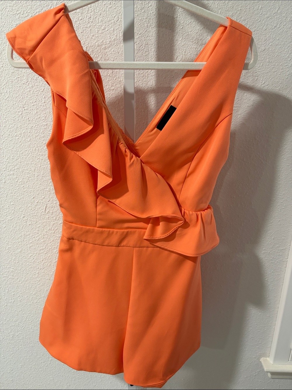 DO+BE Orange Ruffle V-Neck Romper